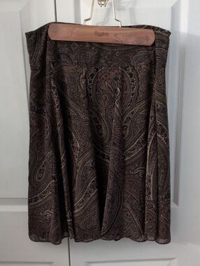 Chaps Brown Paisley A-Line Skirt